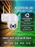 8MP smart WiFi camera with memory card loop recording – supports 16GB to 128GB for 2 to 14 days of footage
