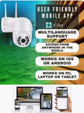 Smart WiFi camera with iCSee mobile app – works on iOS, Android, PC, and supports multilanguage functionality