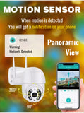 360-degree panoramic motion sensor camera with 90-degree tilt – instant notification through iCSee app