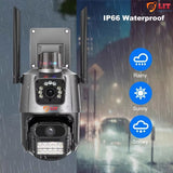 IP66 waterproof outdoor security camera with dual lens and night vision, designed for reliable all-weather surveillance in rain, sun, and snow – LIT LogInterTech smart CCTV system