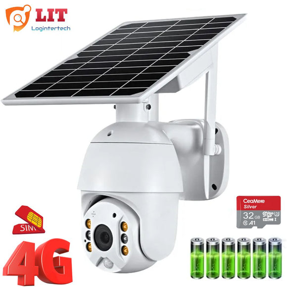 4G solar security camera with SIM card support, 32GB microSD, and rechargeable batteries for farm or home use in Ireland