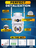 Detailed breakdown of 6MP dual-lens camera – WiFi antennas, LED lights, SD card slot, and speaker – from LogInterTech Ireland.