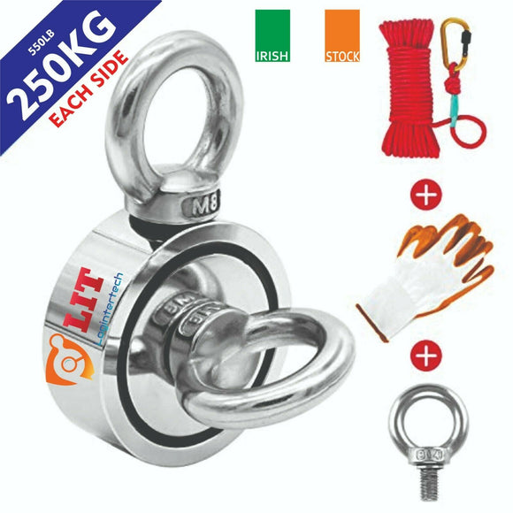 Magnet Fishing Double Sided D75mm 250KG Each Side Neodymium With 20m Rope