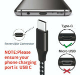 3M Long USB-C Fast Charger For Samsung S9 S10+ S20+ Type C Charging Phone Cable