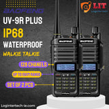 Baofeng UV-9R Plus Set 2pcs Waterproof 8W Walkie Talkie 128CH UHF VHF Ham Radio